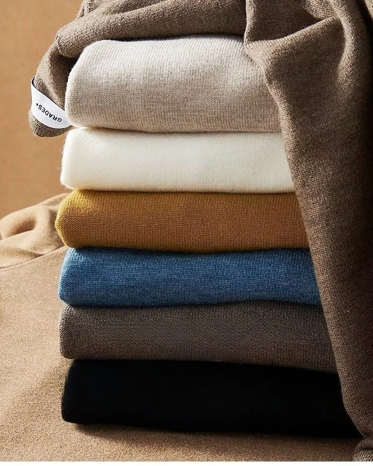Perfeito para escritório e suéteres casuais novos homens fino ajuste básico tricô pullovers térmico meados de pescoço negócios casual camisola masculina