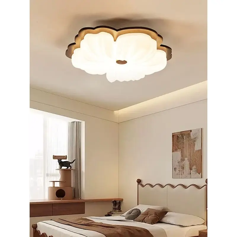 Walnut Flower LED Ceiling Light Mid Century Eye Caring Lamp for Master Bedroom Study Living Room Home Decor Zhongshan Lighting