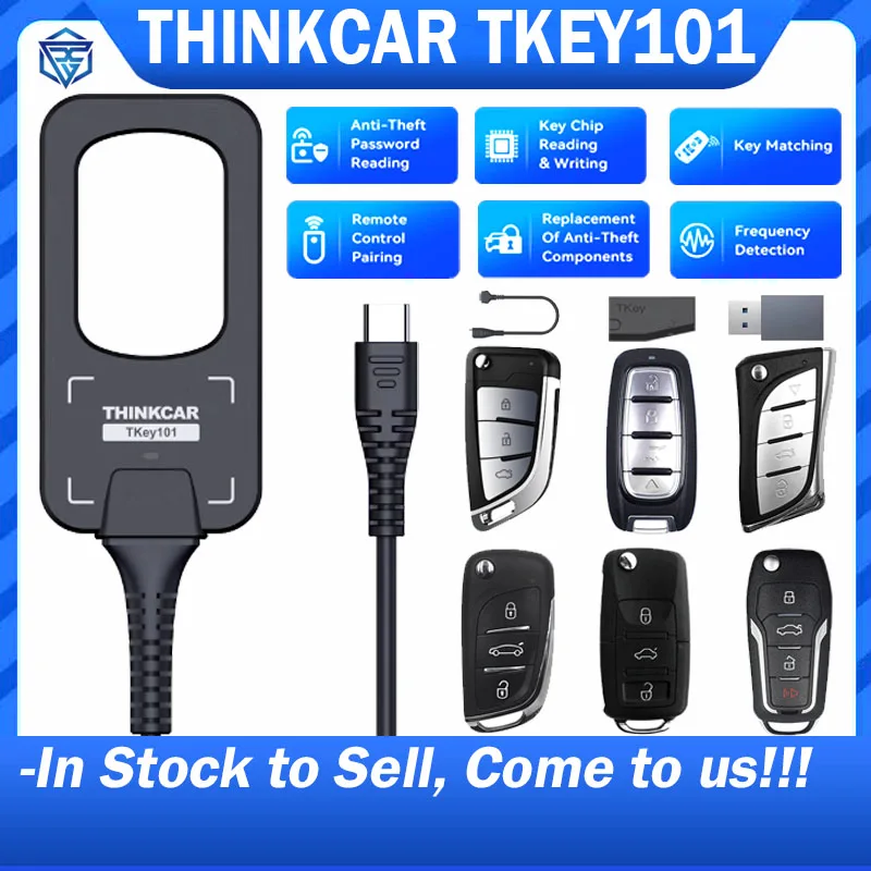 In Stock THINKCAR TKey101 Car Key Programmer IMMO Anti-theft Match With 6 Remote Keys Fit THINKSCAN 689BT 689 MUCAR 892BT VO8