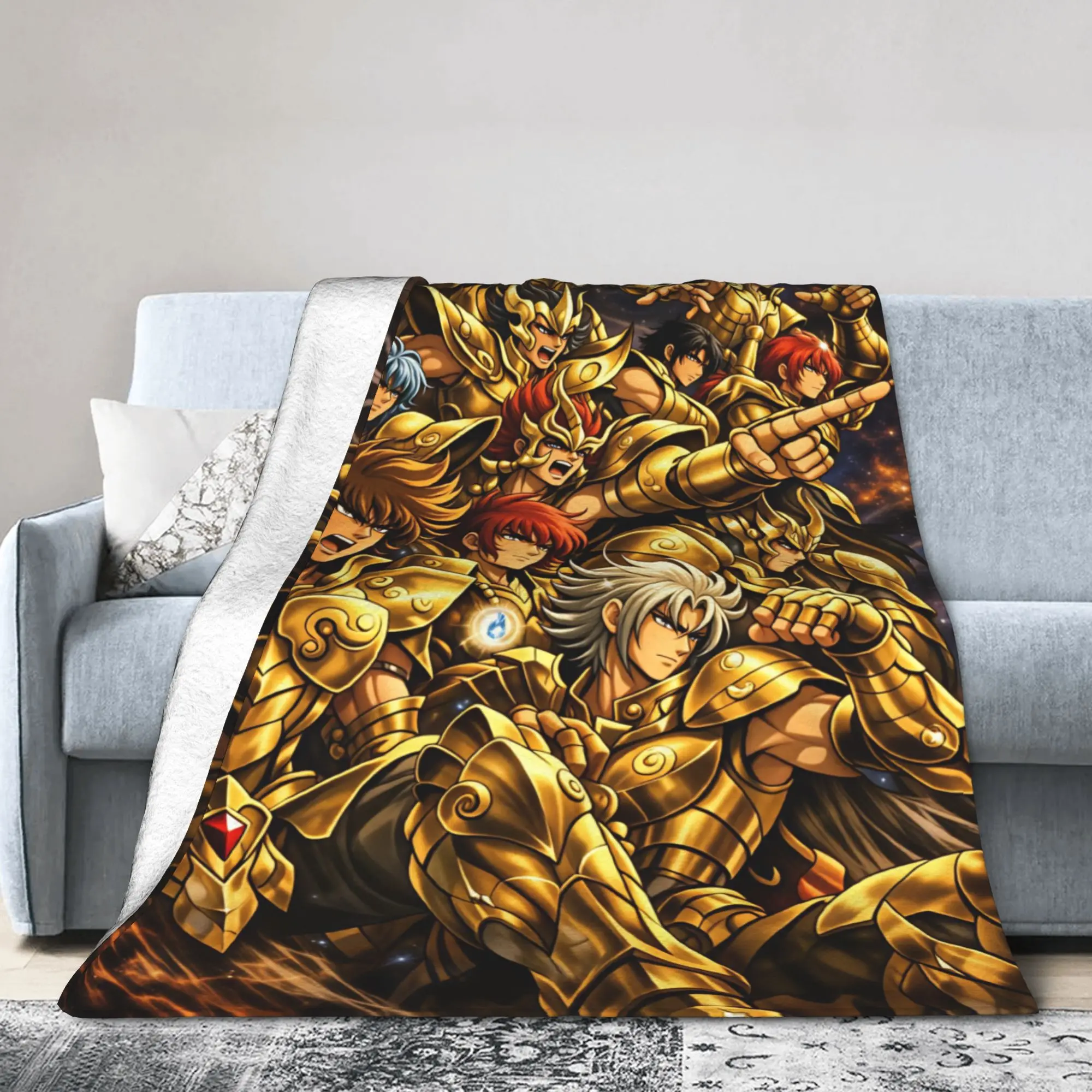 Champion Class Saints Seiyas Anime Plush Blanket Children  Flannel Throw Blanket For Home Decor Soft Quality Bedspread Gift