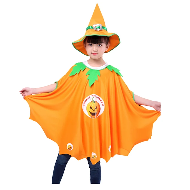 

FBIL-Halloween Cosplay Witch Costume Children Carnival Vestidos Party Witch Fancy Dress Clothing Baby Girl Boy Durable Orange A