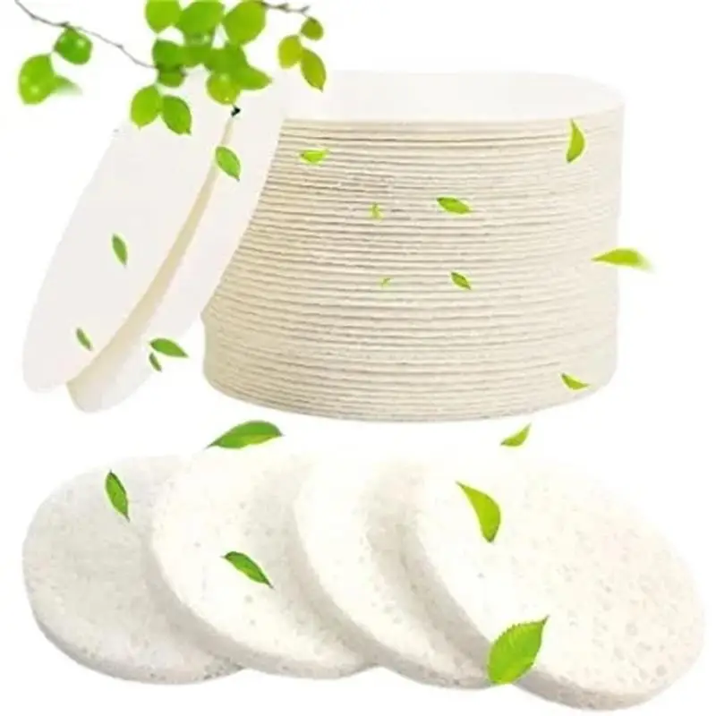 50 Stück weißer runder Schwamm für Gesichtsreinigung, Tiefenreinigung und Peeling