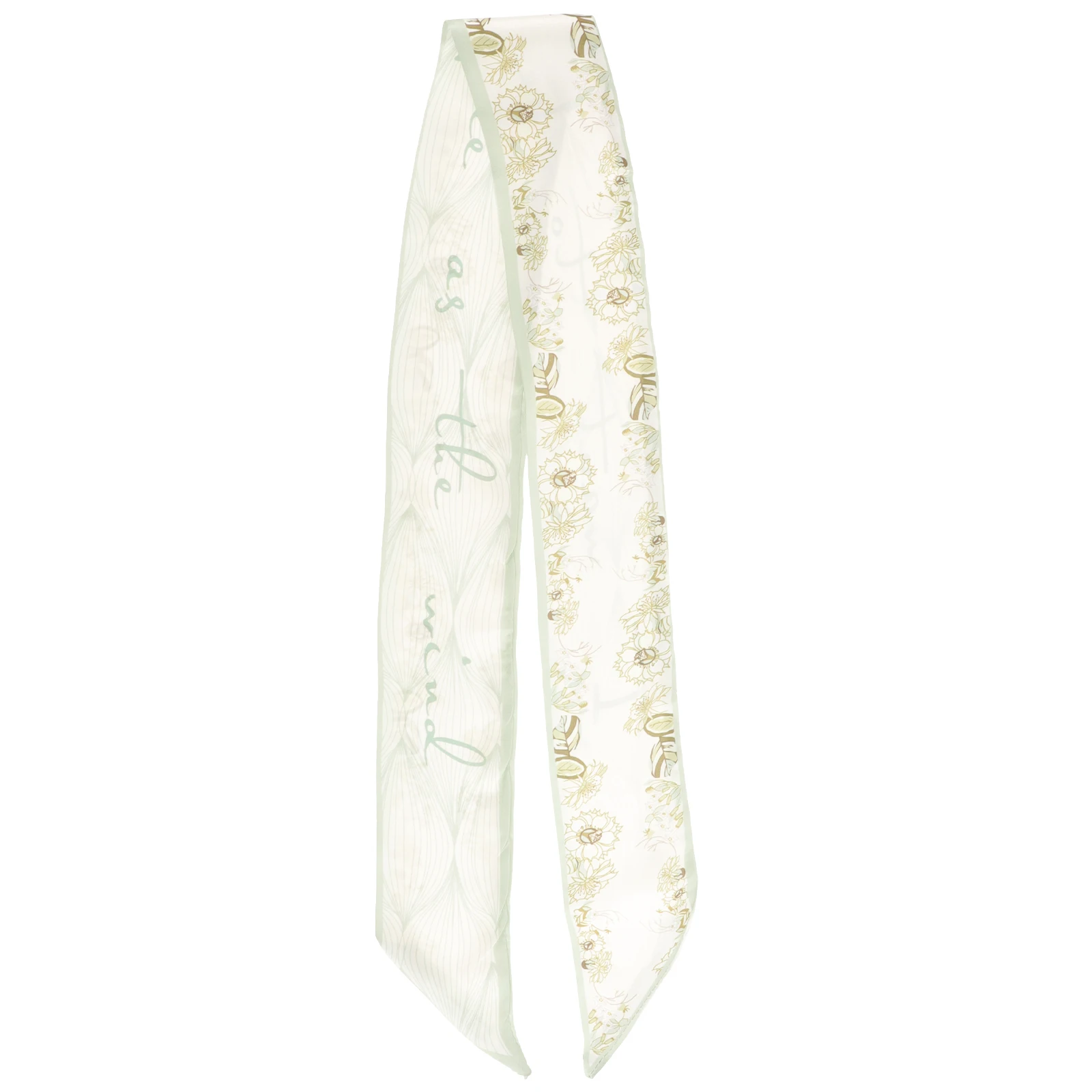 

Green Floral Silk Scarf Headband Retro Hair Ribbon Bag Accessory Purse Wrap Gift Idea Lightweight Comfortable Use Hair Tool