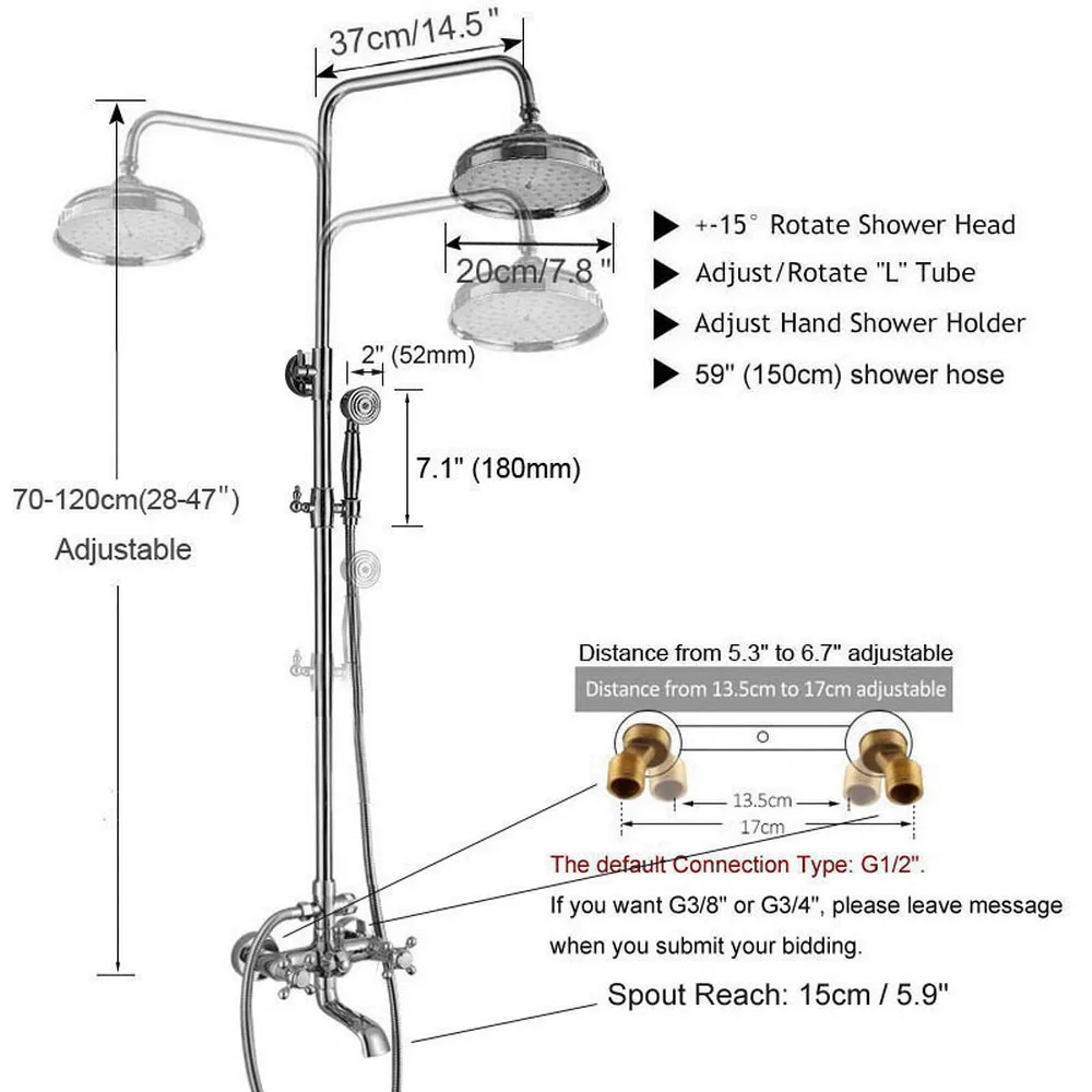 Shower Faucets Oil Rubbed Bronze Rain Shower Set Dual Handle Wall Mount Bathroom Faucet With Handshower Zrs101