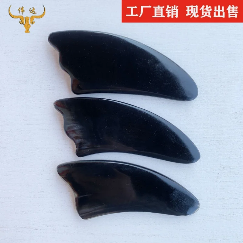 Horn Scrapping Plate Black Flower Horn Triangle Gua Sha Scraping Massage Tool Cosmetic Contact Lenses Scenic Spot Stall Factory