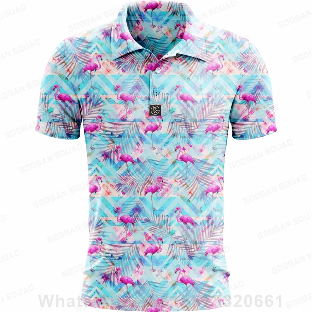 Camisa polo de manga curta masculina, camiseta casual, secagem rápida, tops de golfe e pesca, roupas plus size, verão