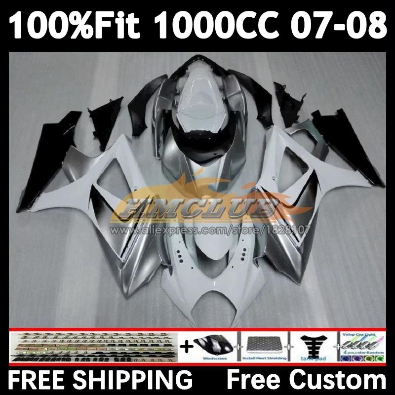 Injection Body For SUZUKI GSXR-1000 K7 GSX-R1000 2007 2008 29No.5 GSXR1000 1000CC GSXR 1000 CC 07 08 OEM Fairing silvery white