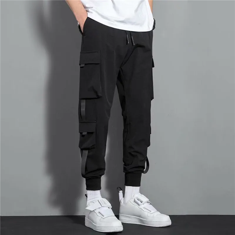 

New Hip Hop Joggers Cargo Pants Men Harem Pants Multi-Pocket Ribbons Man Sweatpants Streetwear Casual Pants Mens Sweatpants