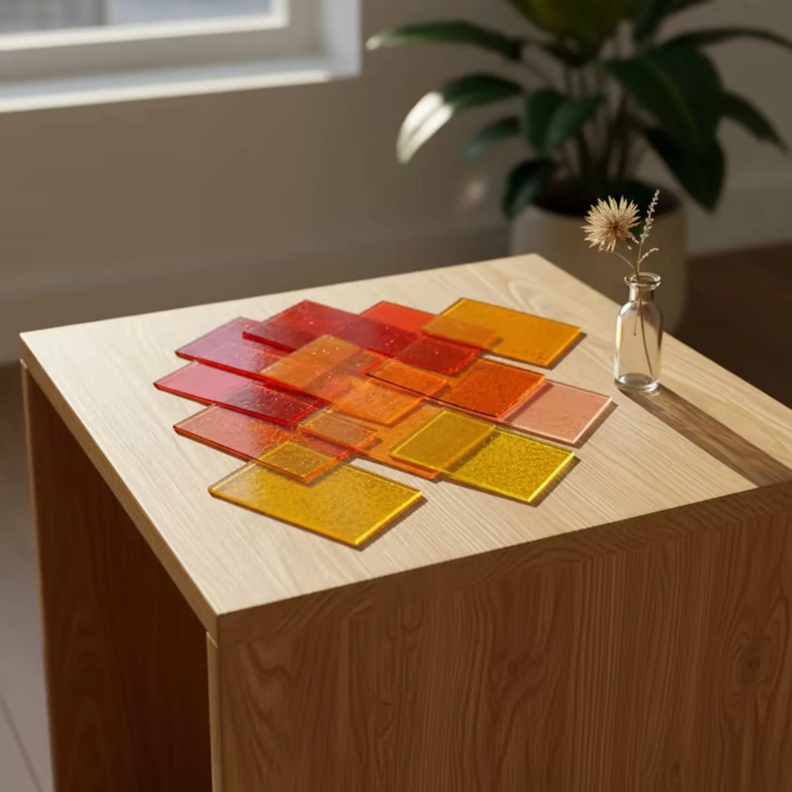 12 Pieces Fused Glass Sheets Cut-Sheet Colored Glass Sheets DIY Mixed Color for Crafters, Kiln Work, Mosaics