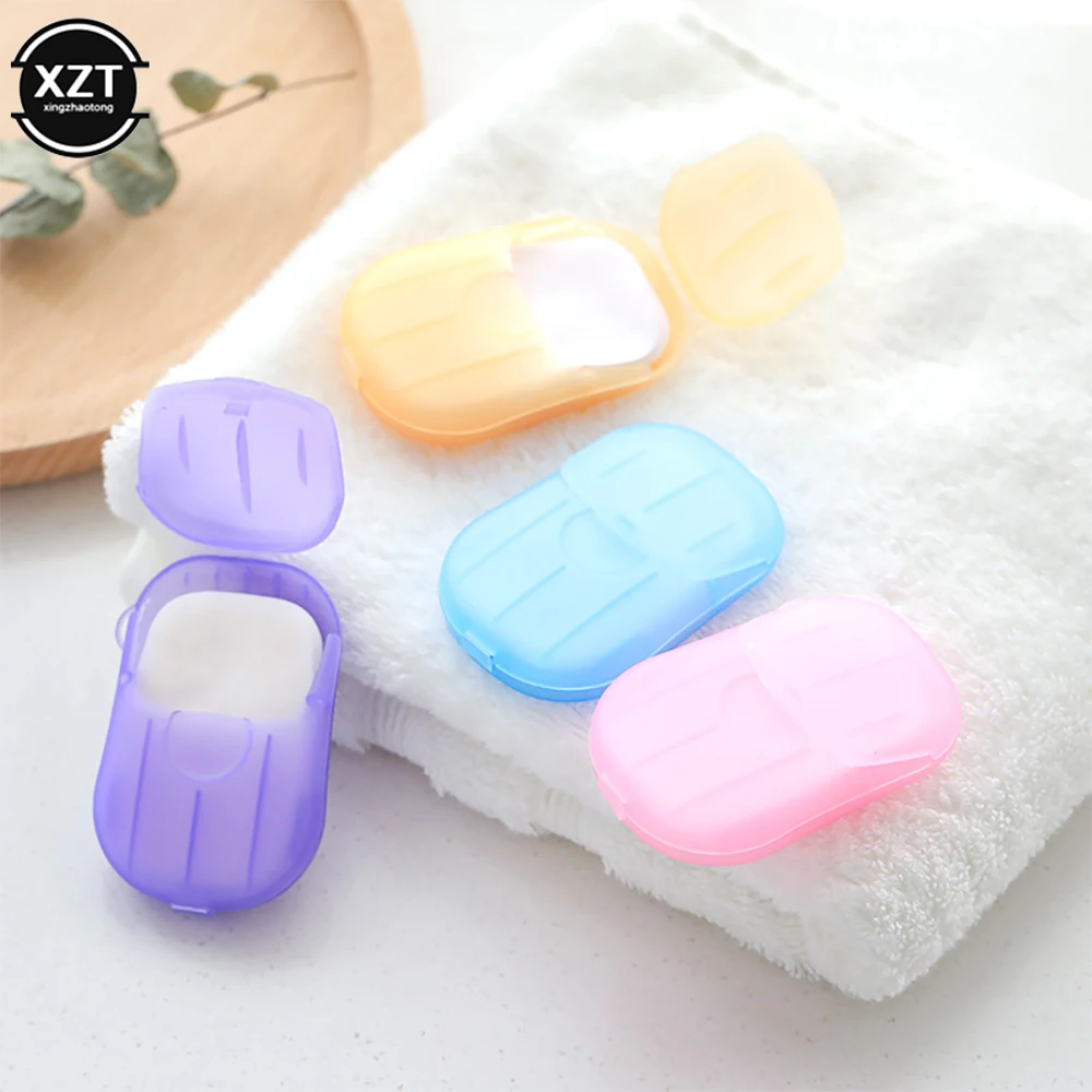 20Pcs/Box Disposable Soap Paper Portable Washing Hand Clean Scented Slice Skin Friendly Foaming Box Mini Soap Paper For Outdoors