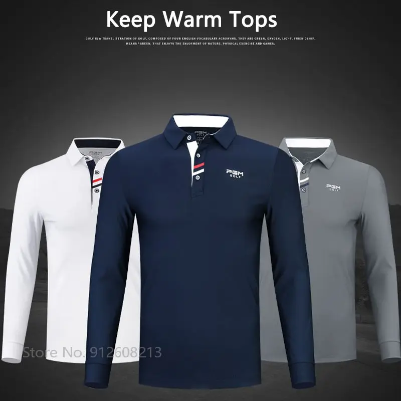 Pgm Turn Down Collar Male Golf T-Shirt Windproof Men Golf Shirt Breathable Polo Shirt Long Sleeve Casual Tops Fitness Apparel