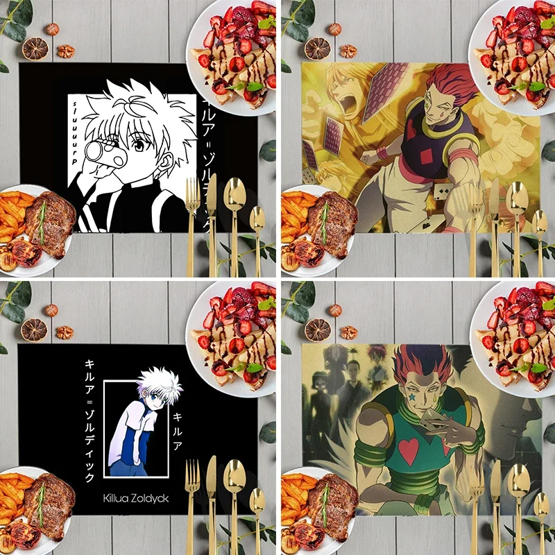 Anime HUNTERxHUNTER Table Mats Hunter X Hunter Linen Placemat  Harajuku Manga Anime Table Decor Non Slip Cup Coaster Dish Pad