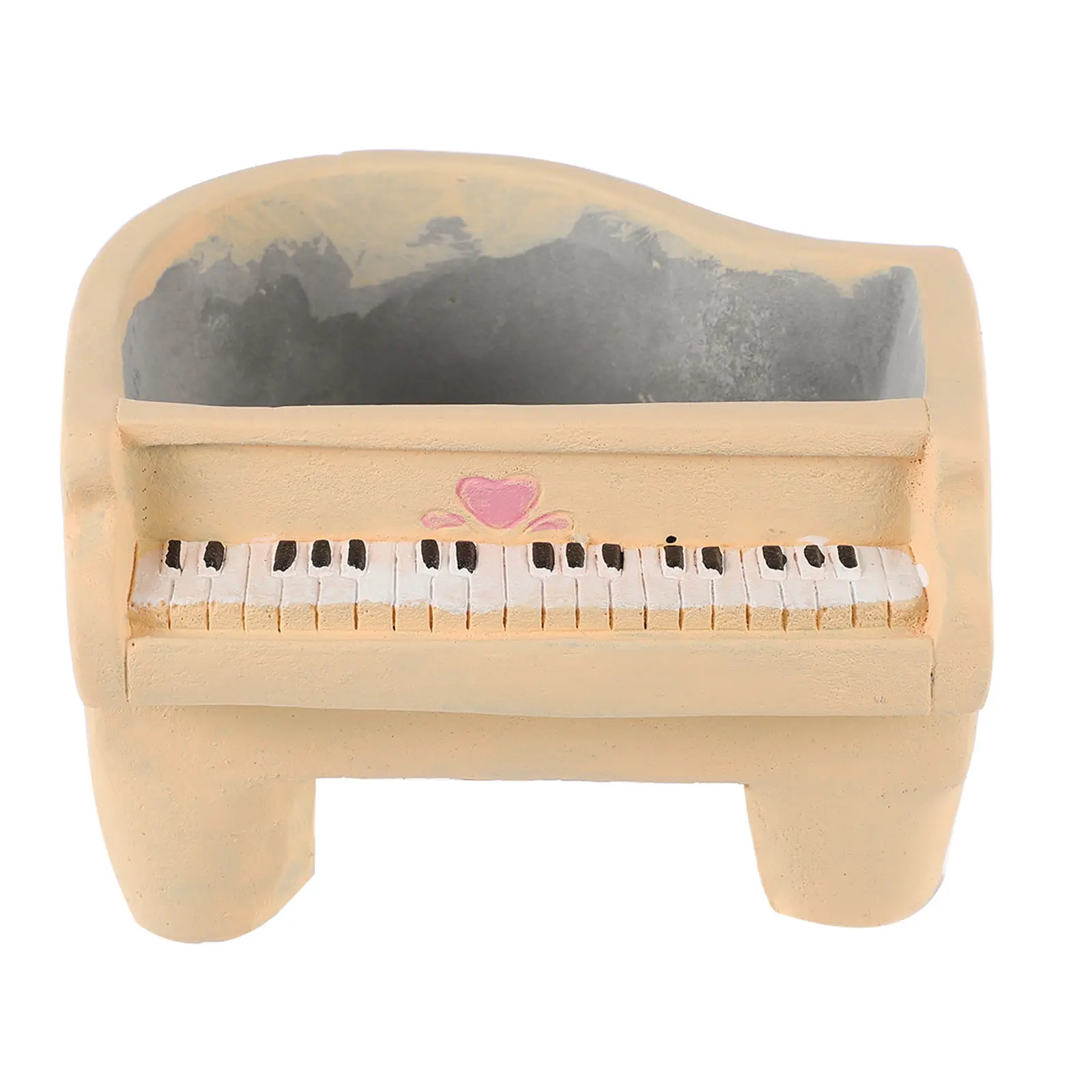 Mini Bonsai Flowerpot Cement Material Exquisite Workmanship Yellow Piano Note Design Succulent Plants Container Balcony Office