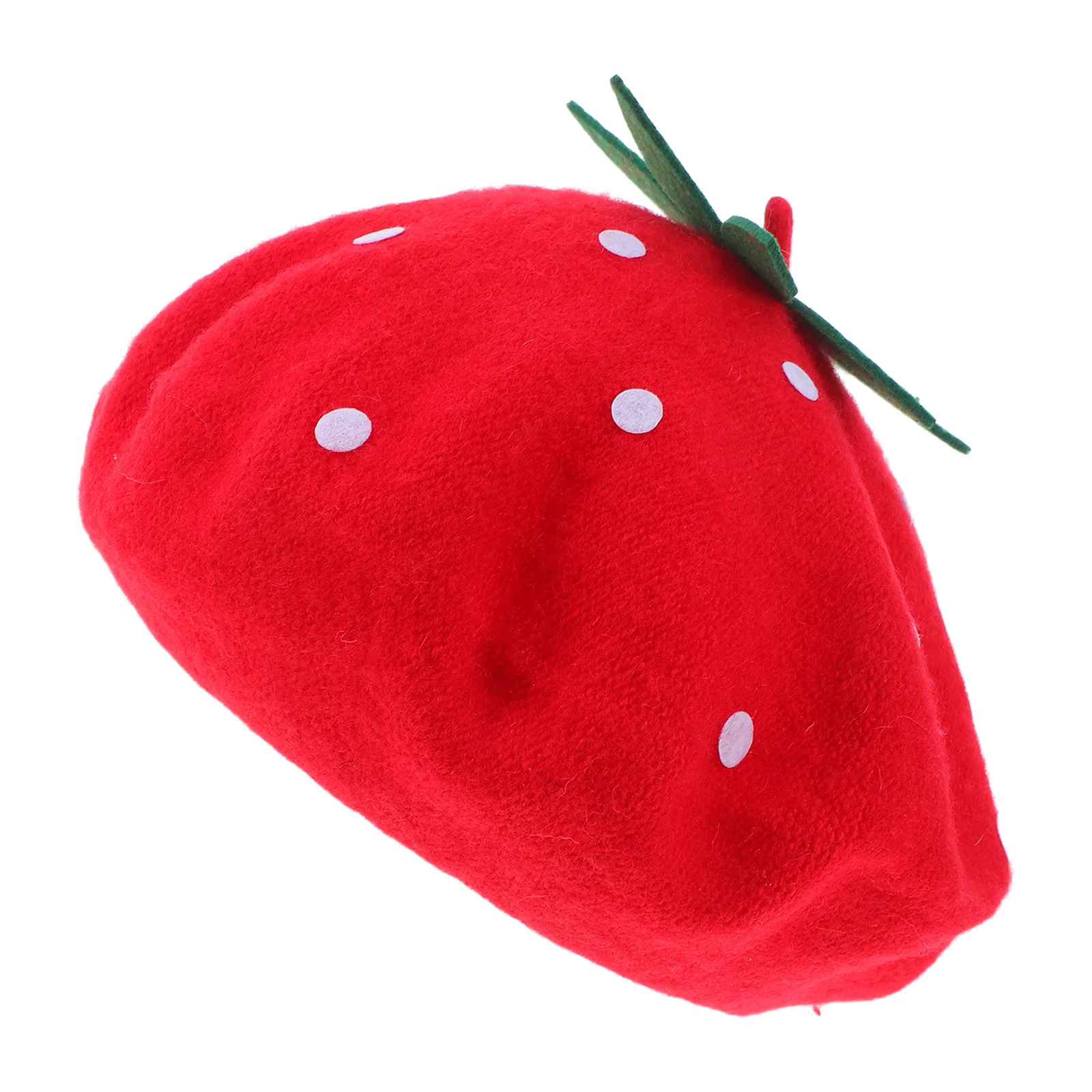 

Novelty Strawberry Hat Women Kawaii Party Beret Fashion Retro Wool Warm Artist Cap Stylish Round Headwear Casual Accessory