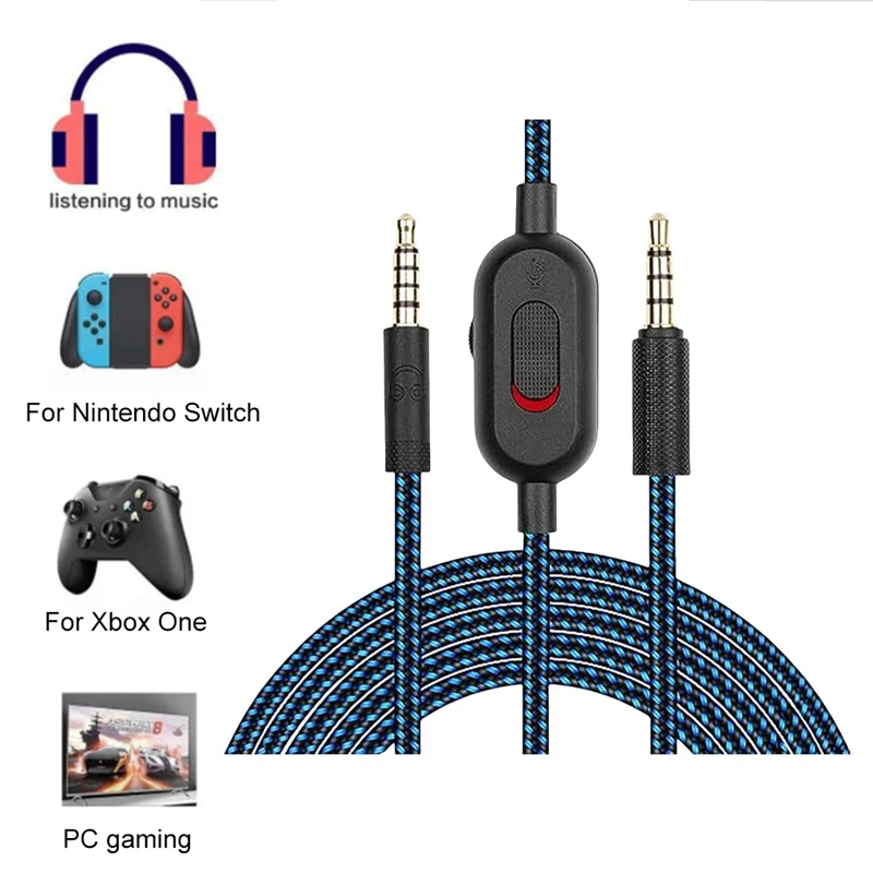 RISE-2M Ersatz-Audiokabel für Logitech GPRO X, G233, G433 Kopfhörer, inklusive Lautstärkeregelung und Stummschaltungsfunktion