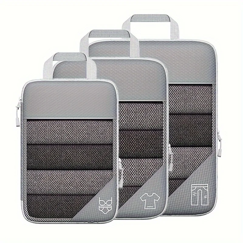 

3 Pcs Travel Packaging Cubes, Multifunctional Zipper Clothes Bags, Portable Dustproof Organizers