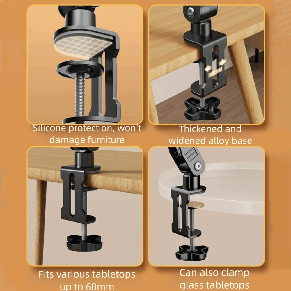 

Практичный регулируемый складной держатель для планшета с длинной ручкой из сплава, вращающаяся на 360 градусов подставка, прочная кровать, держатель для планшета, офис