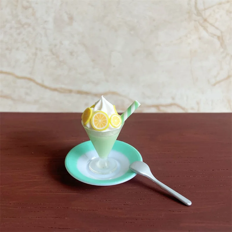 1Pcs Dollhouse Simulation Lemon Cream Beverage Cup Dollhouse Miniature Kitchen Food Accessories Dolls House Decoration Toys