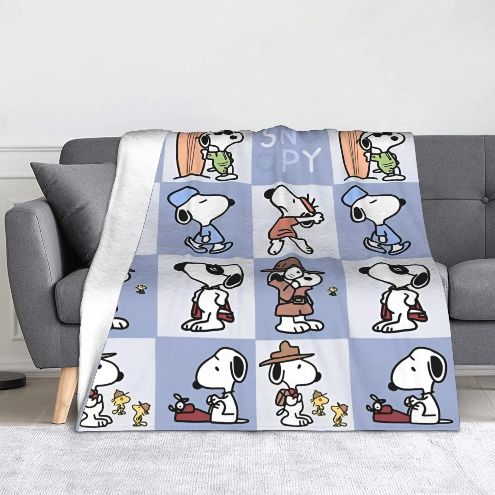 snoopys Throw Blanket for Couch cartoon dog Soft Fuzzy Plush Blanket 50x60 Inches Multiple Sizes Bedspreads for All Seasons