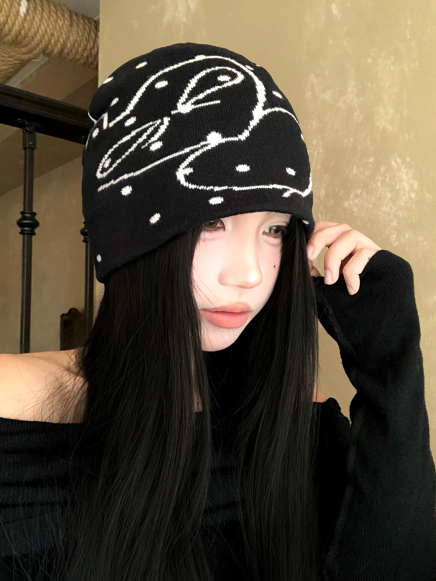 American Retro Knitted Beanie Hat Women's Fashion Street Small Design Sense Face Slimming Overhead Capsule Autumn Style