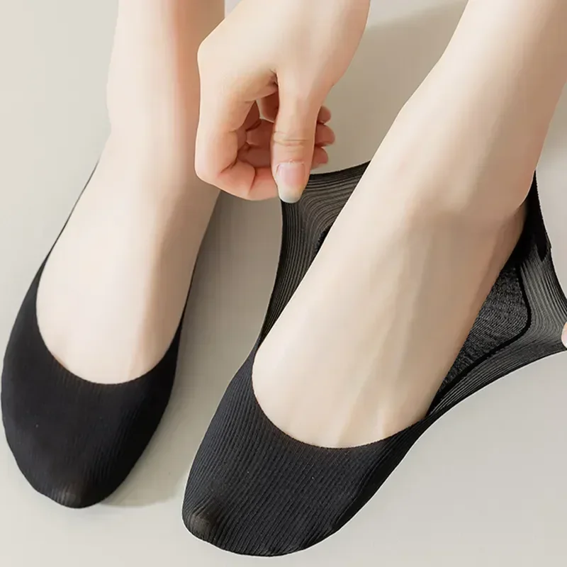 Chaussettes Color calcetines bajos zapatillas invisibles corte sólido Ce mujeres seda barco señoras 5 pares Sokken calcetín ultrafino calcetines transpirables