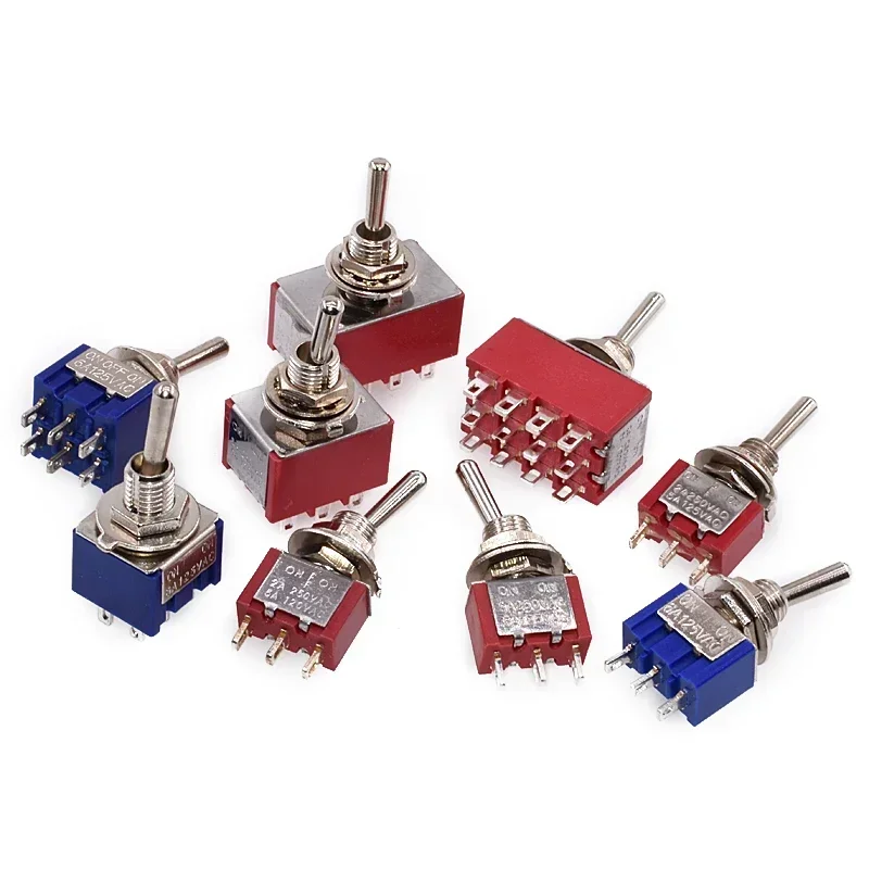 Mini auto Toggle Switch Latching MTS-302/303/402/403/123/223 SPDT DPDT MTS302 ON-OFF-ON ON-ON 120VAC 125VAC 5A 250VAC 2A