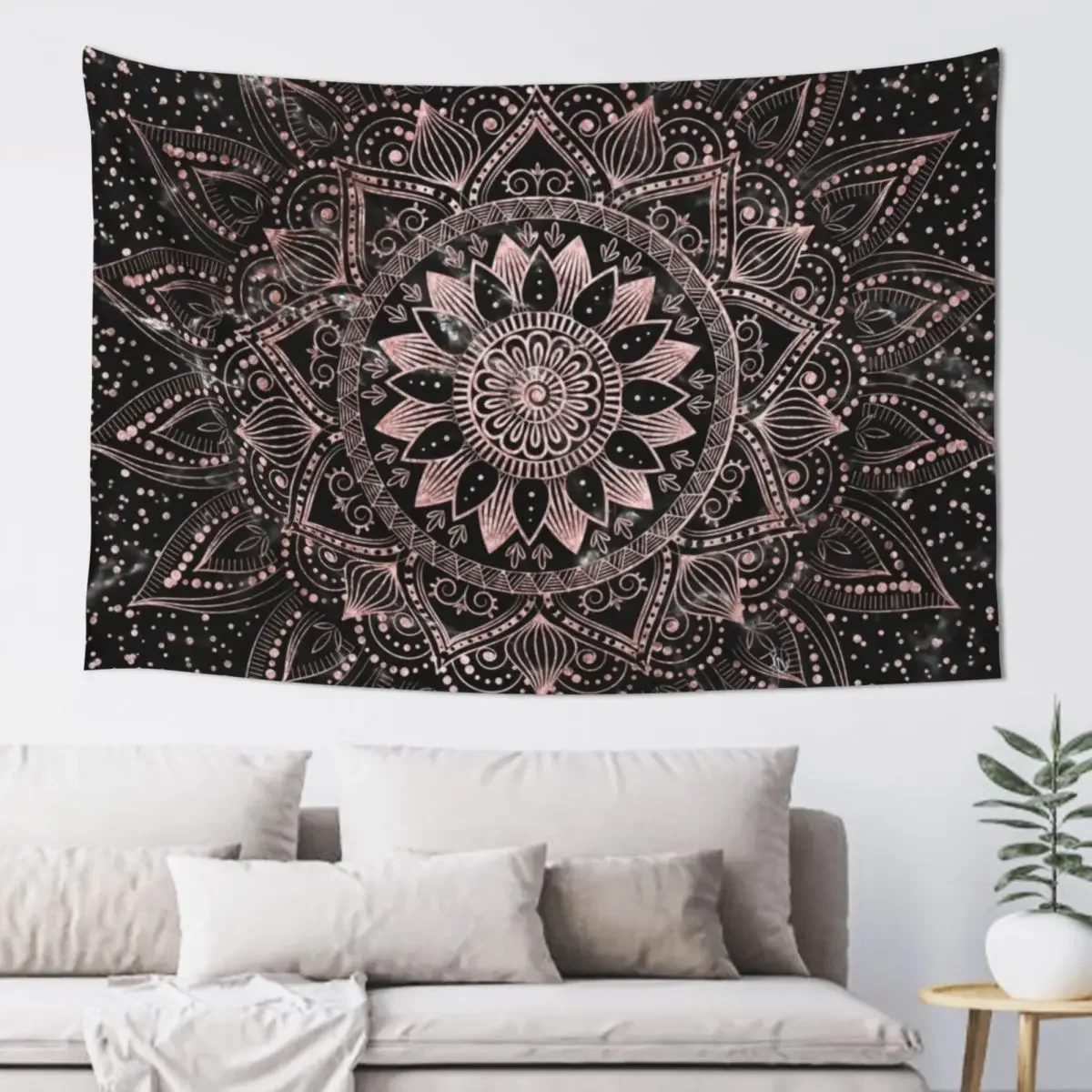 Elegant rose gold mandala dots and marble artwork Tapestry Art Mural Aesthetic Room Decorations Wall Art For Bedroom Tapestry