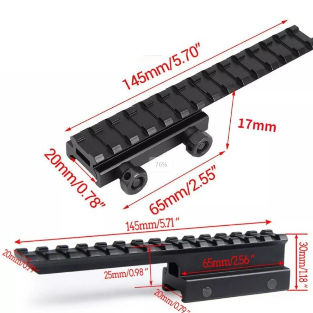 

Tactical 20mm Picatinny Rail Extension Riser Mount Adapter For Riflescopes Laser Sight Flashlight Mount Converter Height 17/30mm
