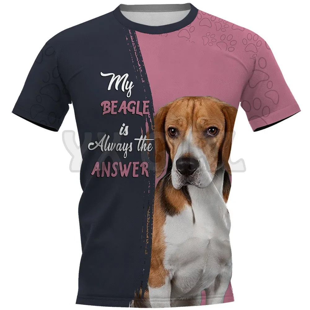 

2022 Summer Fashion Men My Beagle Is Always The Answer 3D All Over Printed T Shirts Funny Dog Tee Tops shirts Unisex Tshirt