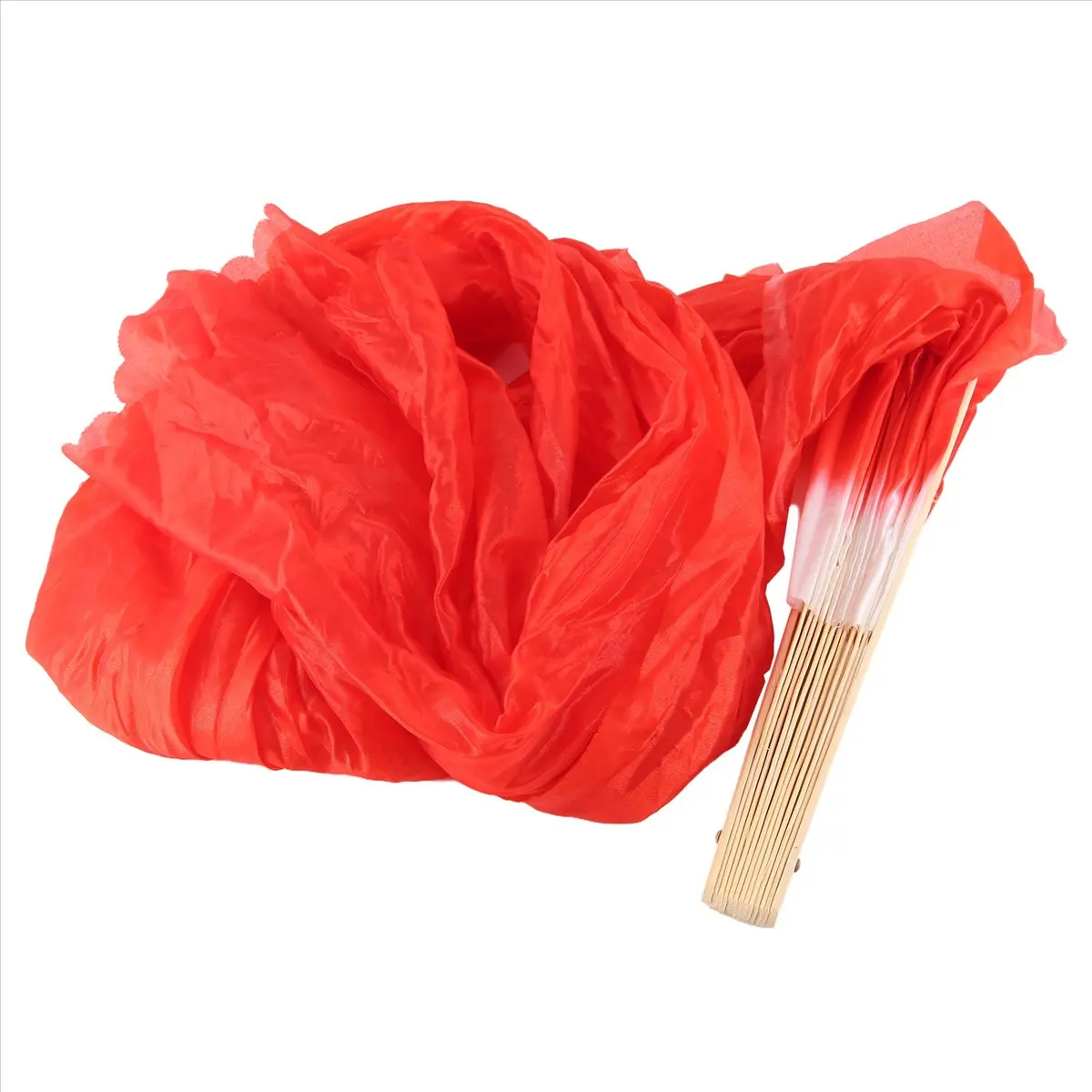 B-est  1.8m Hand Made Belly Dance Dancing Silk Bamboo Long Fans Veils Red