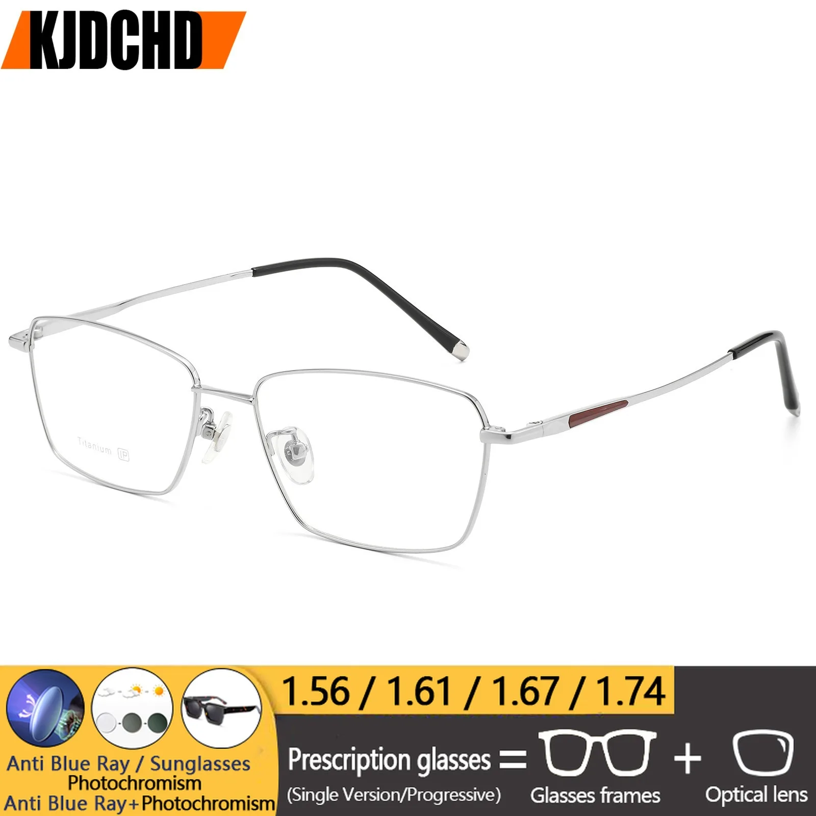 KJDCHD New Arrival Fashion Pure Titanium Prescription Glasses Man Optical  Eyeglass Vacuum IP Plating High Quality Eyewear Frame