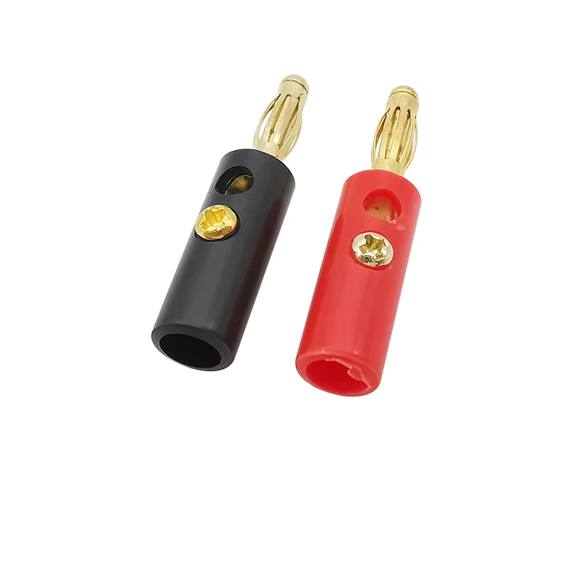 10Pcs/lot 4mm Banana Plug Connector 4mm Banana Binding Post Male Plugs Screw Type DIY Speaker Test Plug Adaptor Red and Black