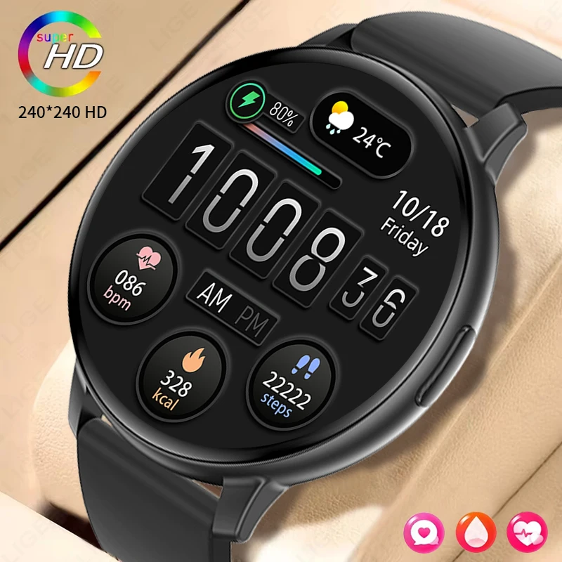 

LIGE Fitness Tracker Smartwatch 2025 Voice Assistant Heart Rate Monitor IP67 Waterproof New Bluetooth Call Sports Smart Watches