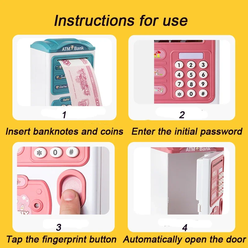 Intelligence Piggy Bank Cash Box Money Fingerprint ATM Machine For Children Digital Coins Cash Saving Safe Deposit Toy Kids Gift