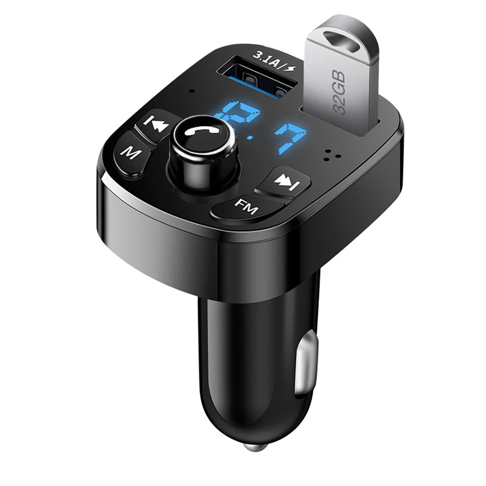 Car FM Transmitter Hands-free Bluetooth-compaitable 5.0 Car Kit MP3 Modulator Player Handsfree Audio Receiver 2 USB Fast Charger