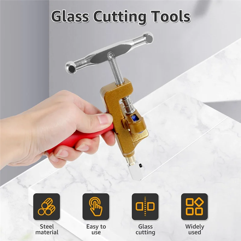 

Портативный стеклянный нож со стальным лезвием, ручной инструмент для резки стекла 2-в-1 с плоскогубцами для разрушения в комплекте-A79G