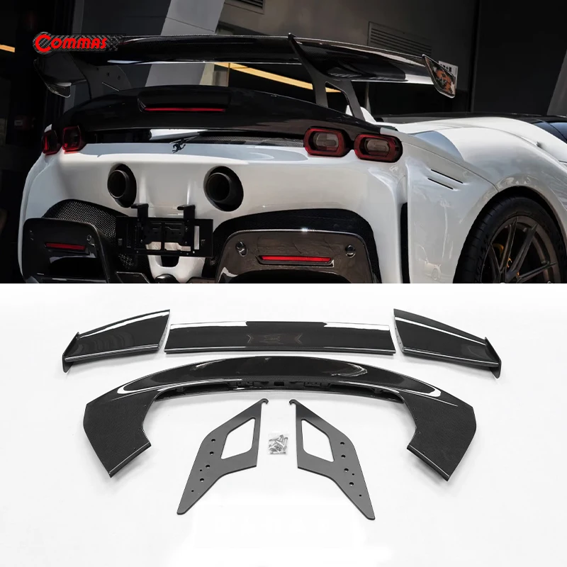 Alerón trasero estilo SF90XX para coche, tapa de maletero de carreras para Ferrari SF90, difusor trasero de fibra de carbono seca, accesorios de tuning para vehículos