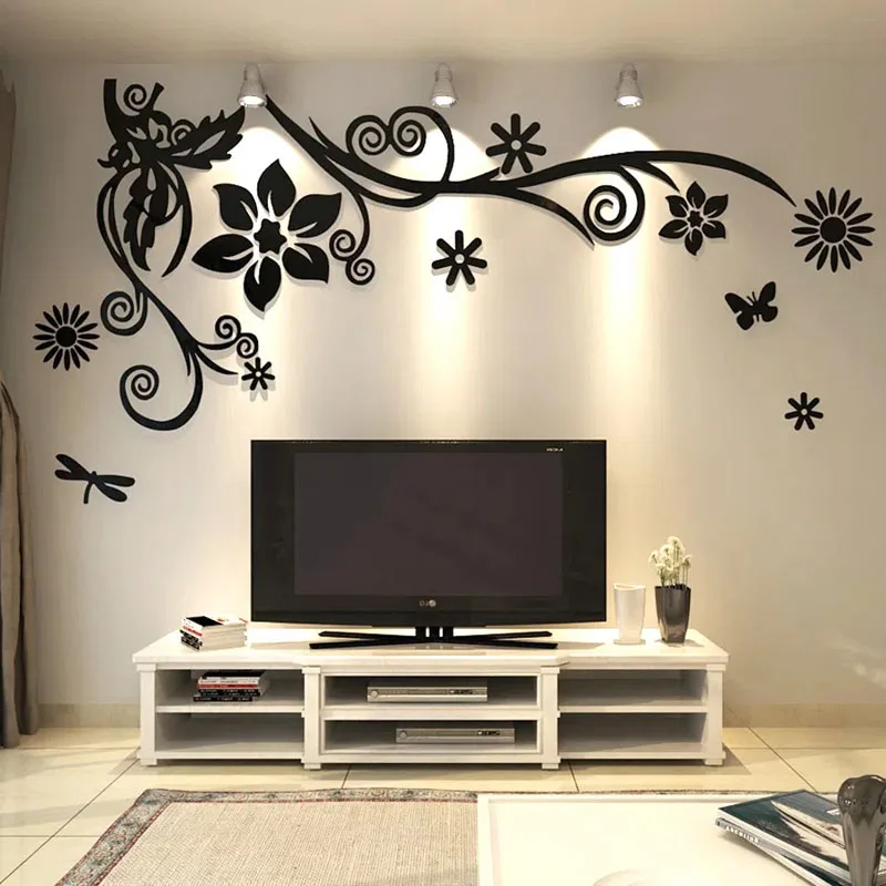 

Creative Flower Vine Wall Sticker Chinese Style Three-dimensional Wall Sticker Acrylic Sofa TV Background Wall Wallpaper