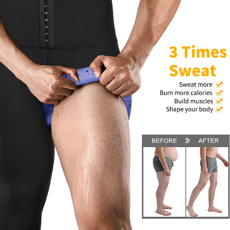 Trajes de Sauna moldeador de cuerpo de cintura alta para hombre, pantalones, mallas para el sudor, pantalones de compresión adelgazantes, pantalones de ejercicio de entrenamiento térmicos para pérdida de peso