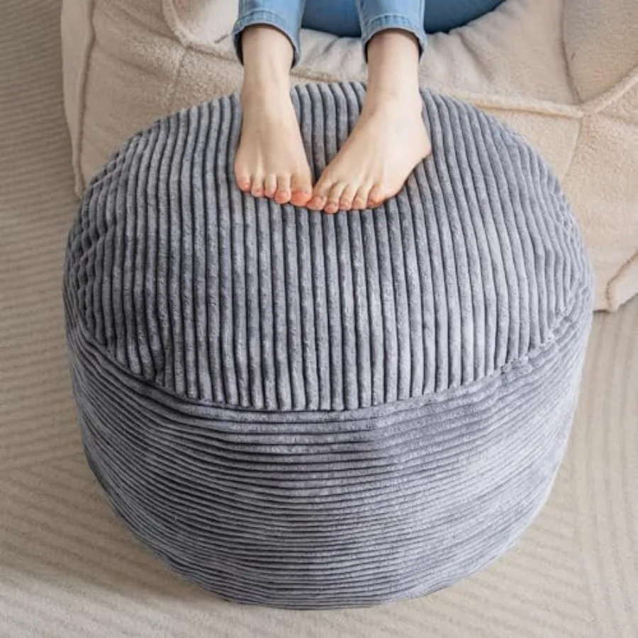 

Round Stuffed Pouf Ottoman Corduroy Poufs with Foam Chunk Filling Furry and Fluffy Pouf Feet Stool Storage Ottoman 20 X 15 Floo