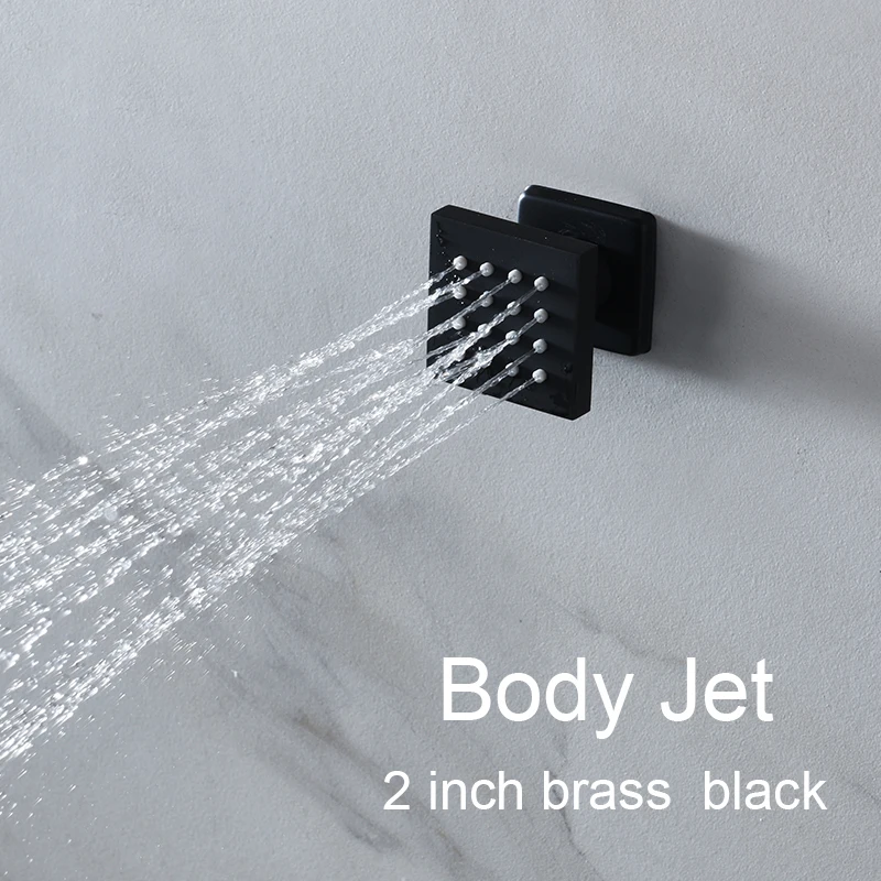 Imagem -05 - Recesso Teto Led Chuveiro Torneiras Grupo Sistema Termostático Banheiro Matt Black Shower Body Jets 360 mm x 500 mm Chuva