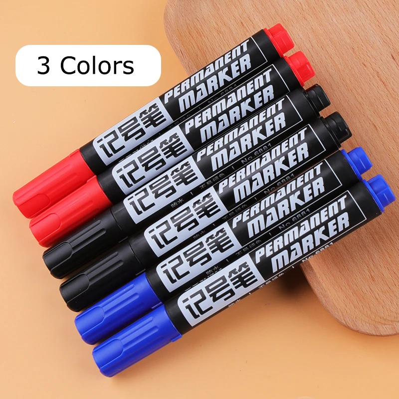 Deli 10/Lot Permenent Markers Pen 1.5MM Fine Point Waterproof CD  Whiteboard Pen 3 Color Crude Nib маркеры for Office Stationery