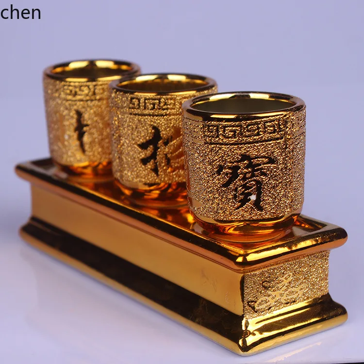 Cz gold sand water cup holy water wine cup sand gold offering cup buddhist supplies