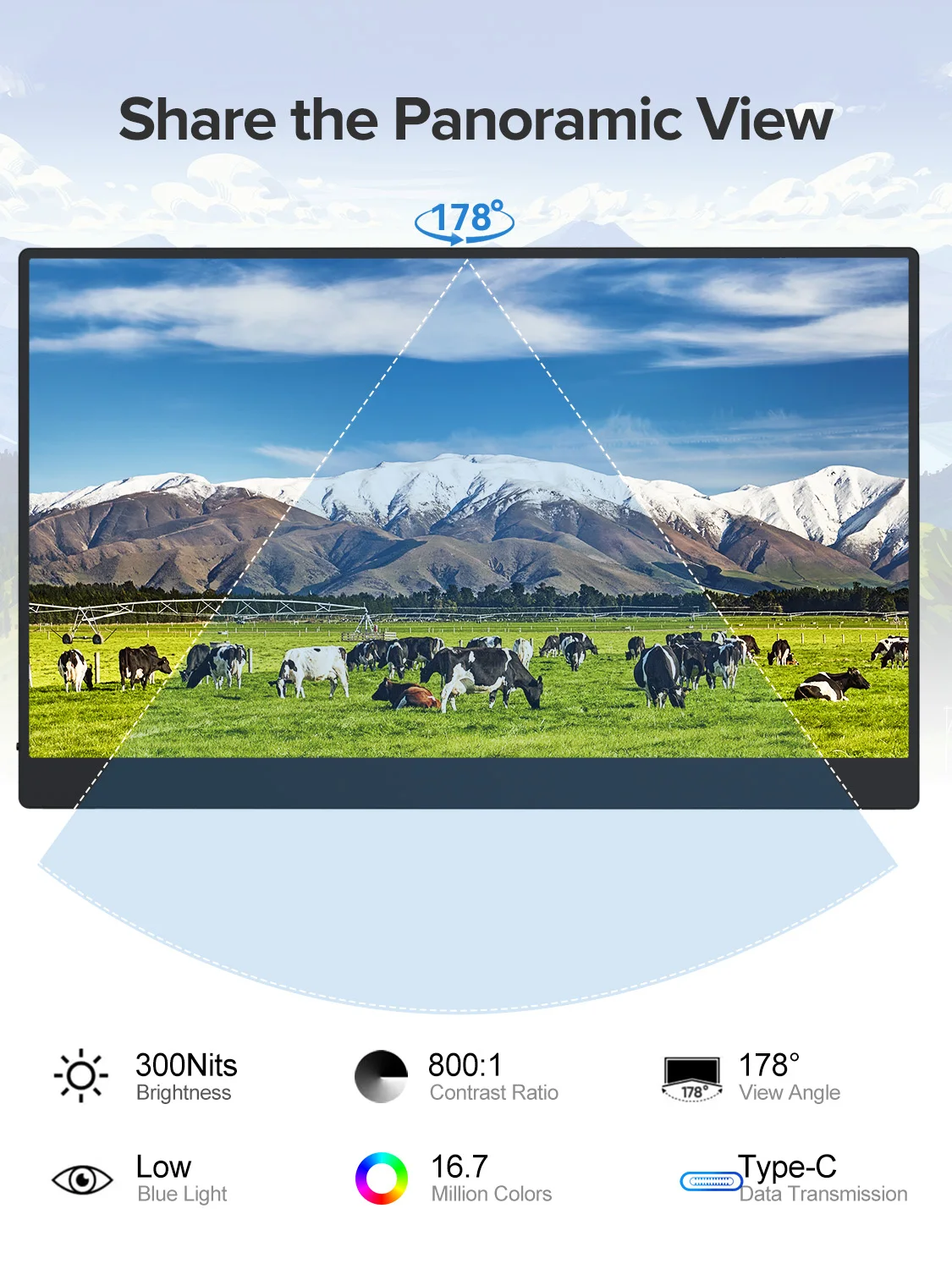 شاشة UPERFECT المحمولة مقاس 15.6 بوصة تعمل باللمس بدقة 1080 بكسل FHD IPS للألعاب USB-C مع مكبرات صوت Mini HDMI لأجهزة PS5 PS4 Xbox Series NS الكمبيوتر المحمول