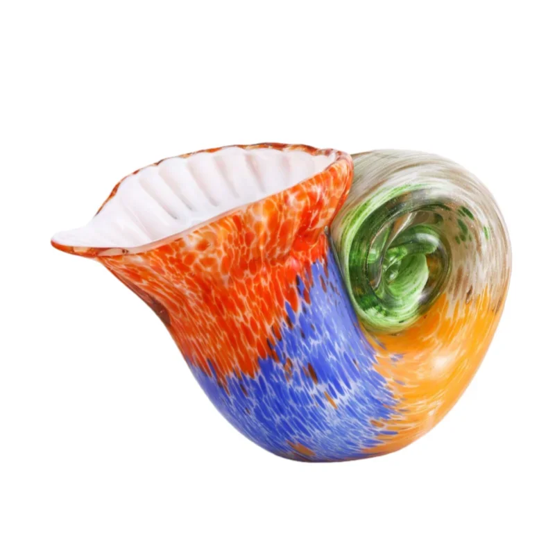 Glass Shell Sculpture Nautilus Transparent Colored Sea Shell Bivalve Shell Nail Conch Ocean Figurine Home Decoration Accessories