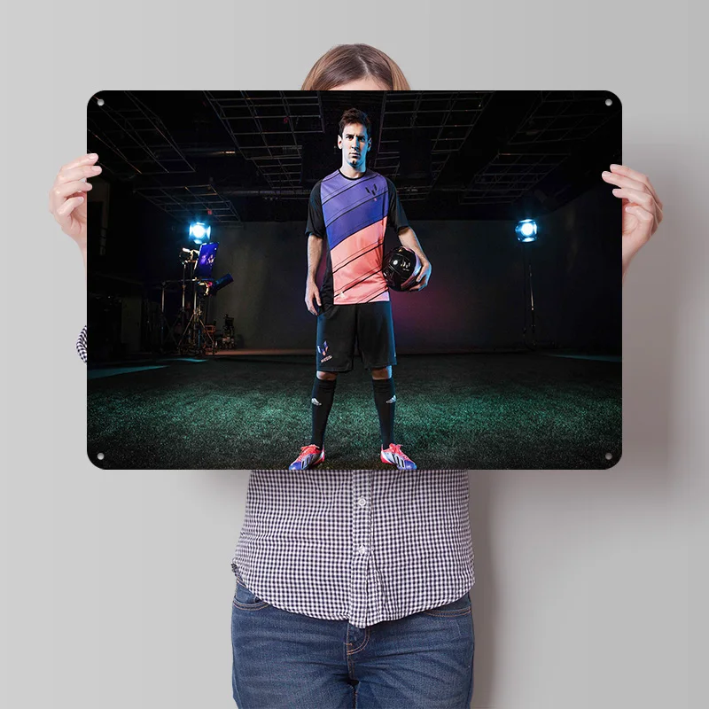 Lionel Andrés Messi Football Printed Poster Customized Retro Wall Art Vintage Metal Tin Signs for Home Bedroom Decorations Decor