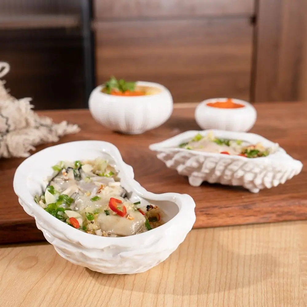 Japanese Cuisine Ceramic Oyster Plate Exquisite Creative Storage Dish Reusable Multi-Function Sushi Sashimi Plate Home