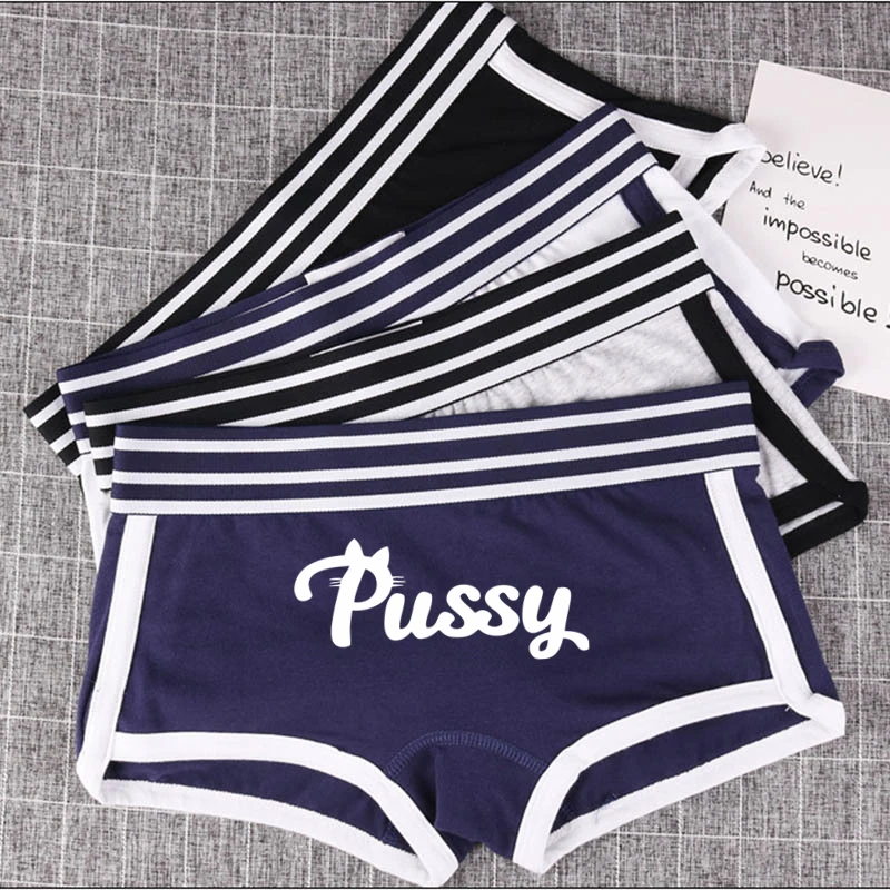 Sexy Letters Print Underwear for Women Girls Boxer Pants Boyshort Cute Panties for Ladies Cotton Underwear Comfortable Short