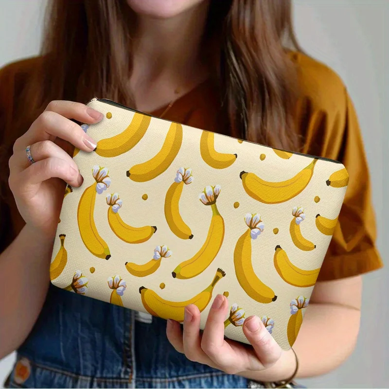 바나나가 있는 노란 꽃 화장품 가방 - 다기능 지퍼 파우치, 보석 보관 가방, 완벽한 여행용 지퍼 소형 보관 가방