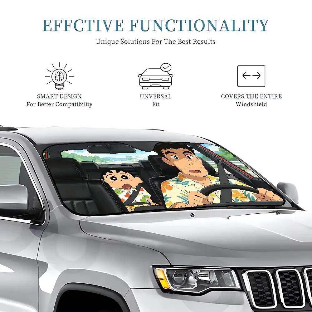 C-CrayonS S-Shin-chan Drive Car Sunshade Covers Cover Universal Windscreen Folding Visor image 6